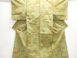 草花模様織り出し手織り紬着物